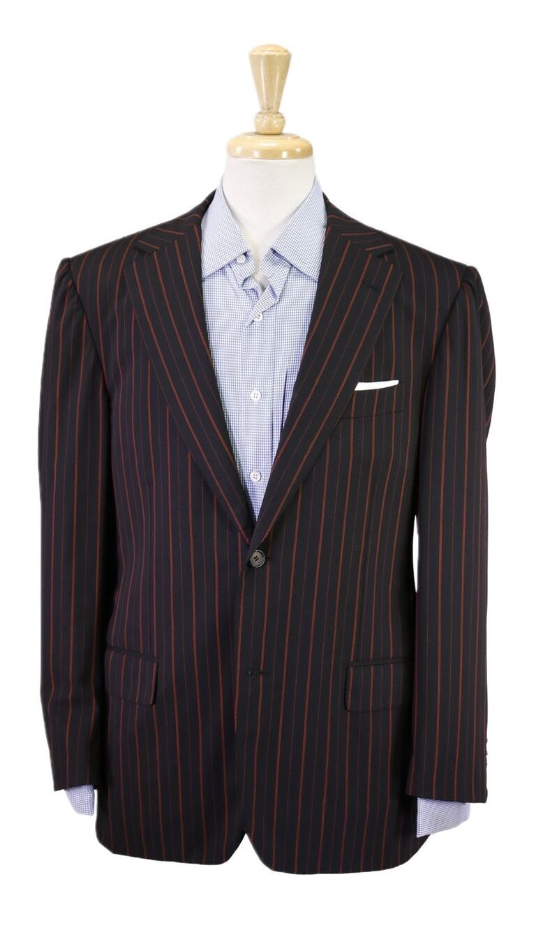 Baldessarini Hugo Boss Black w/ Bold Orange Pinstripe Boating Blazer Jacket 40R